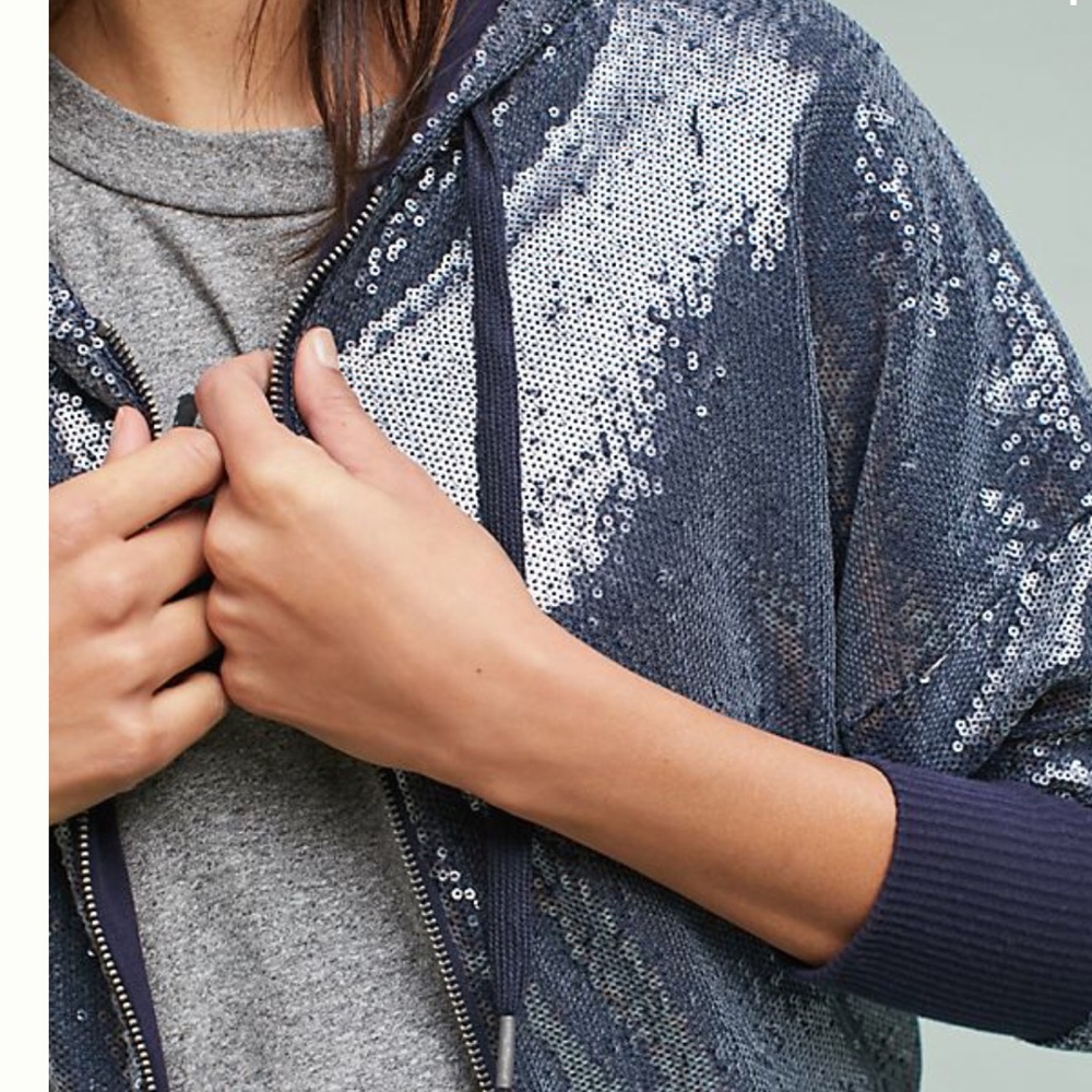 Anthropologie  Sequined Hooded Sweatshirt - Picture 5 of 7